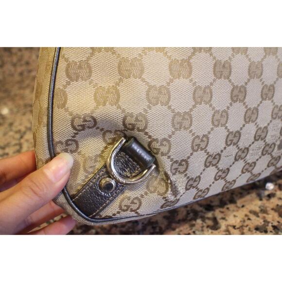 Gucci BROWN beige Medium Abbey D-Ring Hobo Bag - Style 130738 (PU110 - Picture 6 of 14